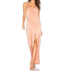 Alice + Olivia Elza 100% silk maxi slip dress Size 0. Color: Rose tan